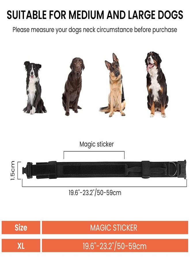 Qpets® Dog Collar Adjustable Nylon Tactical Collar Dog Belt with Strap Handle Dogs Training Collar Quick Release Metal Buckle for Medium Large Abult Dogs(Black, XL, 19.6''-23.2''/50-59cm) - Image 2